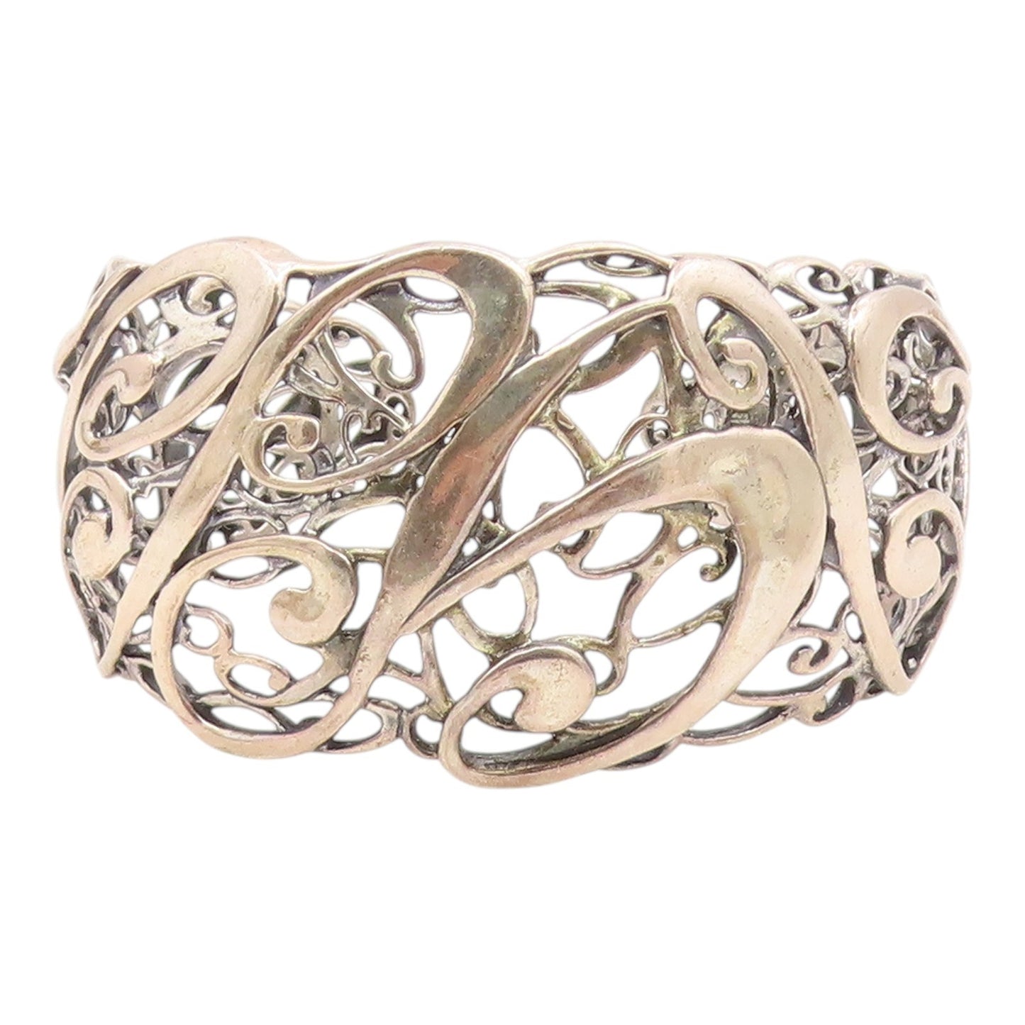 CAROLYN POLLACK 925  Silver  Vintage Shiny Swirl Vine Cuff Bracelet  BT9158