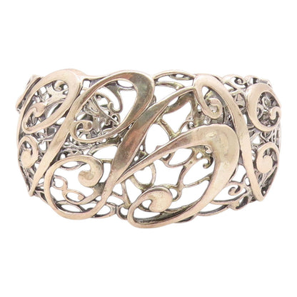 CAROLYN POLLACK 925  Silver  Vintage Shiny Swirl Vine Cuff Bracelet  BT9158