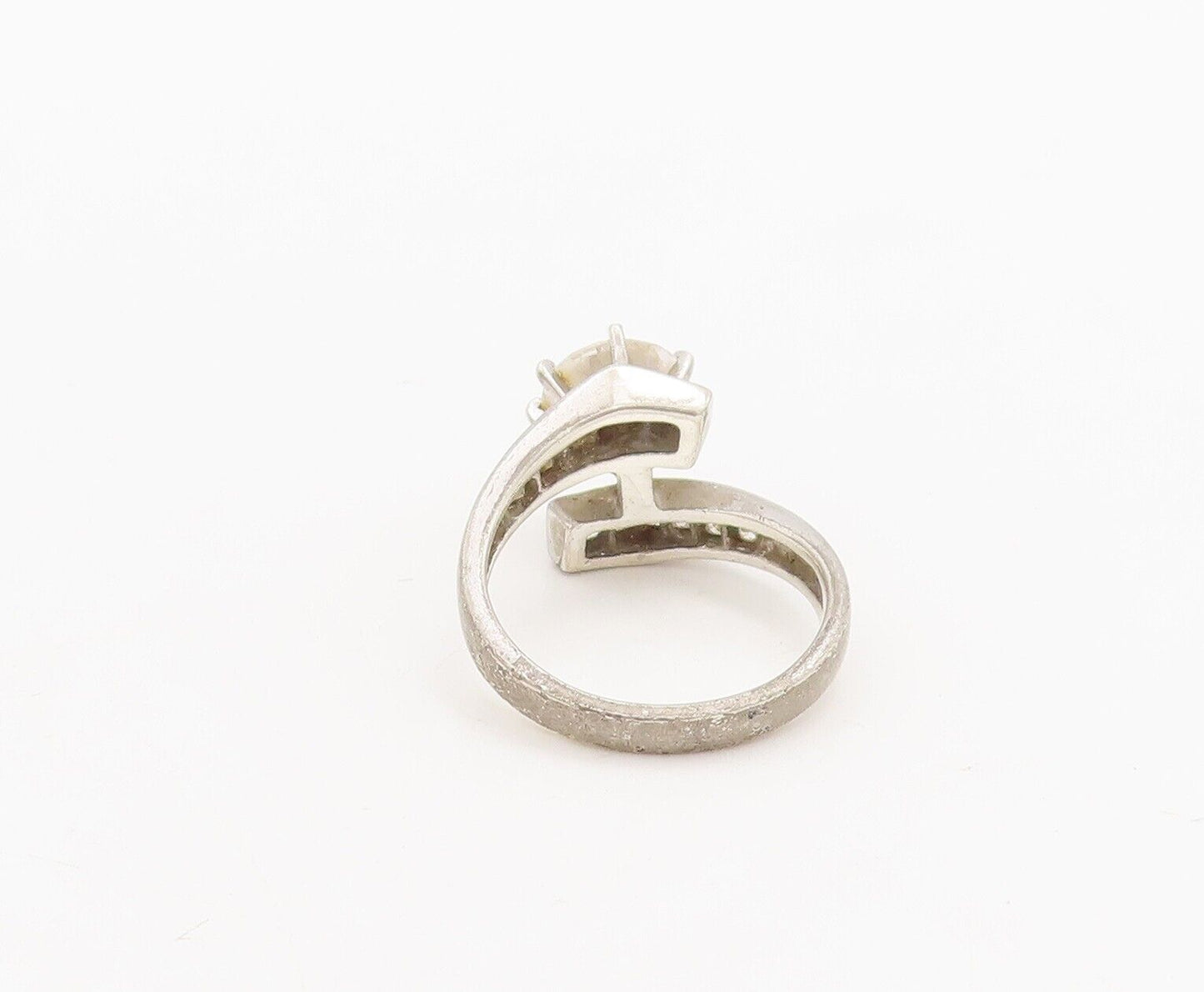 925 Sterling Silver Vintage Ring Bypass Inlay & Main Stone Topaz  Sz 6  RG28524