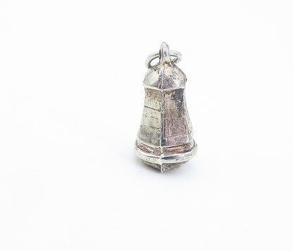 925 Sterling Silver  Vintage Petite Hollow Brick Light House Pendant  PT4958