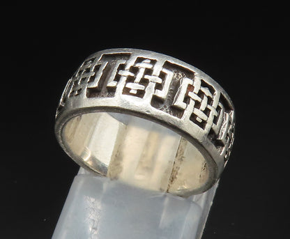 PETER STONE 925 Silver  Vintage Religious Cross Eternity Ring Sz 5  RG24878