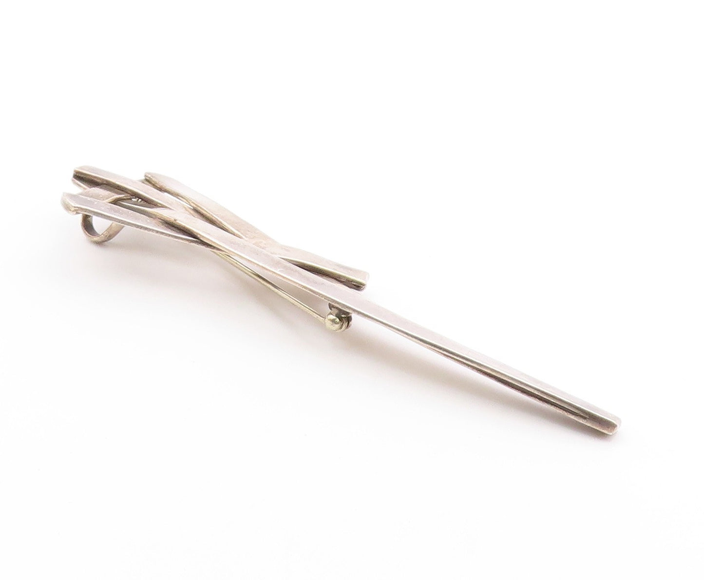 925 Sterling Silver  Vintage Long Modernist Star Abstract Brooch Pin  BP9843