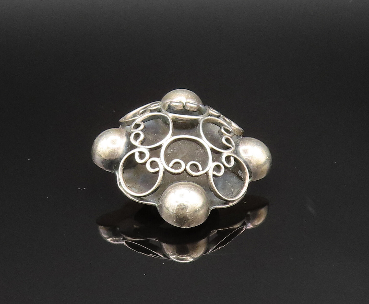 MEXICO 925 Silver  Vintage Beaded Pretzel Twist Non Pierced Earrings  EG11829