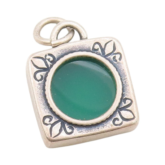 925 Sterling Silver Vintage Pendant Gemstone Geometric Serenity Charm  PT24857