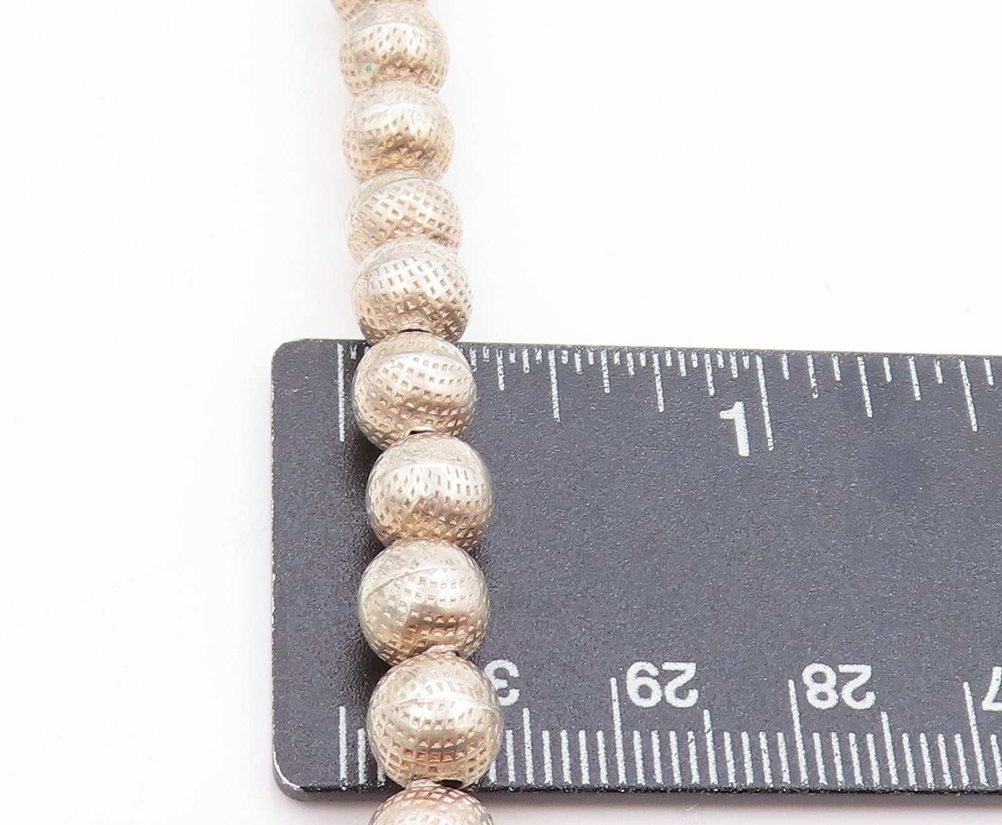 925 Sterling Silver Vintage Necklace Chunky Dotted Spherical Bead Chain  NE4679