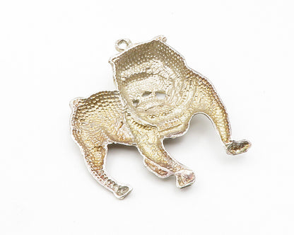 925 Sterling Silver  Vintage Shiny Diamond Cut Bull Dog Animal Pendant  PT9766
