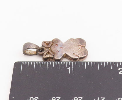 925 Sterling Silver Vintage Pendant Etched Little Teddy Bear Doll Charm  PT25184
