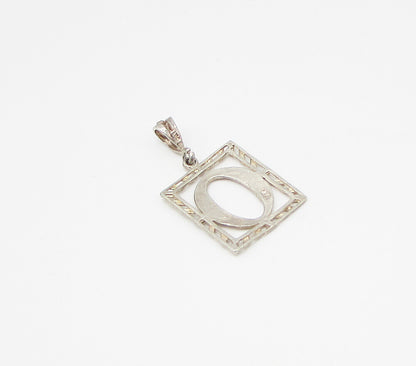 925 Sterling Silver  Vintage O Initial Etching Detail Drop Pendant  PT2236