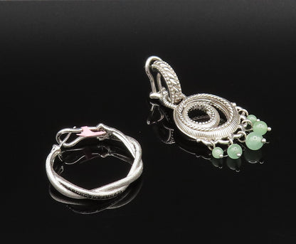 JUDITH RIPKA 925 Silver  Vintage Jade & Spinel Singles Lot Earrings  EG12094