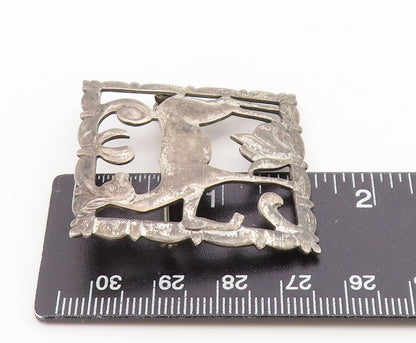 925 Sterling Silver Vintage Brooch Pin MAISON BIRKS Openwork Deer Frame  BP12658