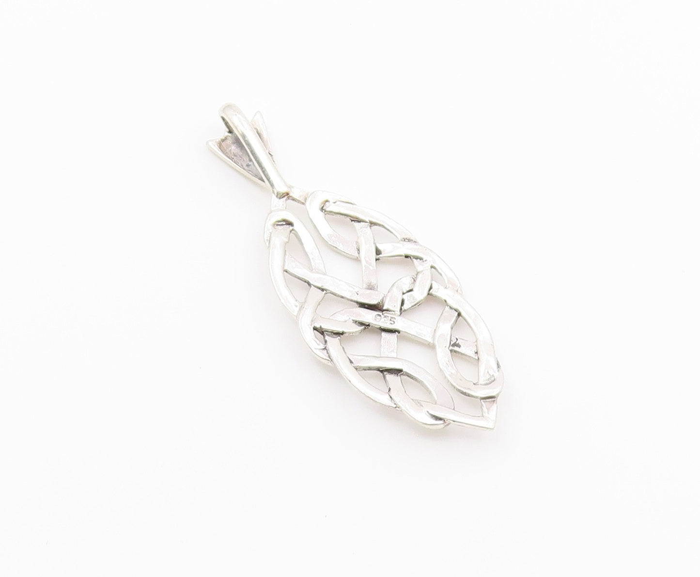 925 Sterling Silver  Vintage Shiny Smooth Celtic Knot Design Pendant  PT17141