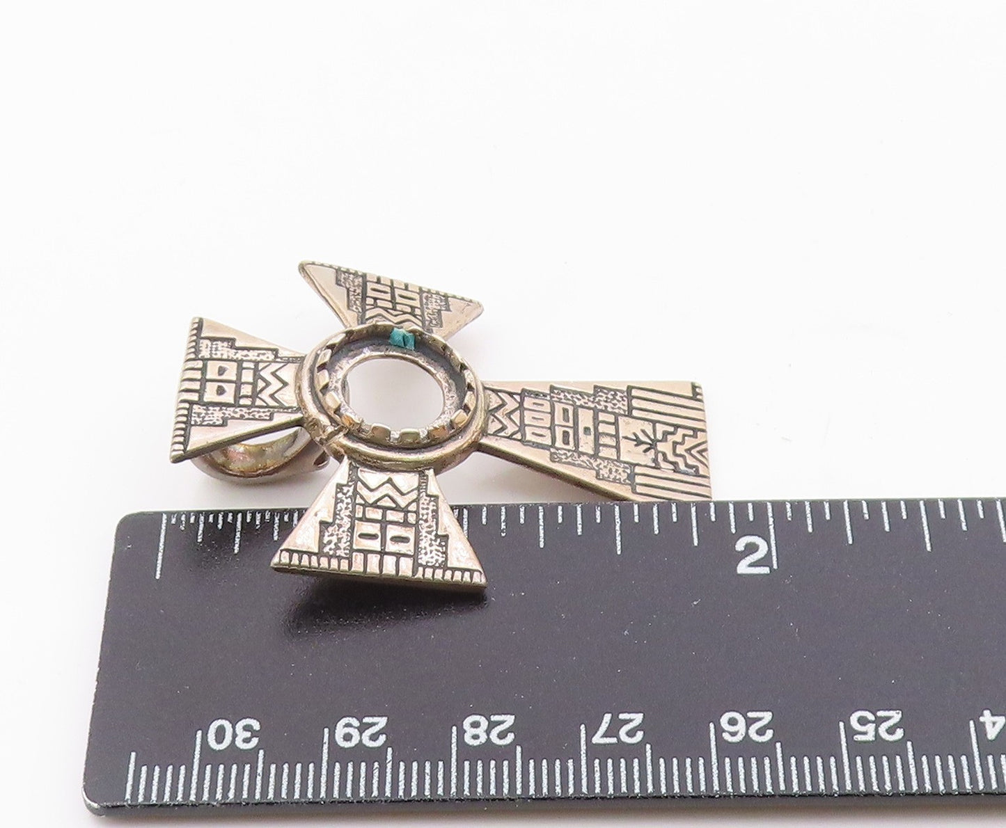 CAROLYN POLLACK 925 Silver  Vintage Etched Detail Cross Motif Pendant  PT20127