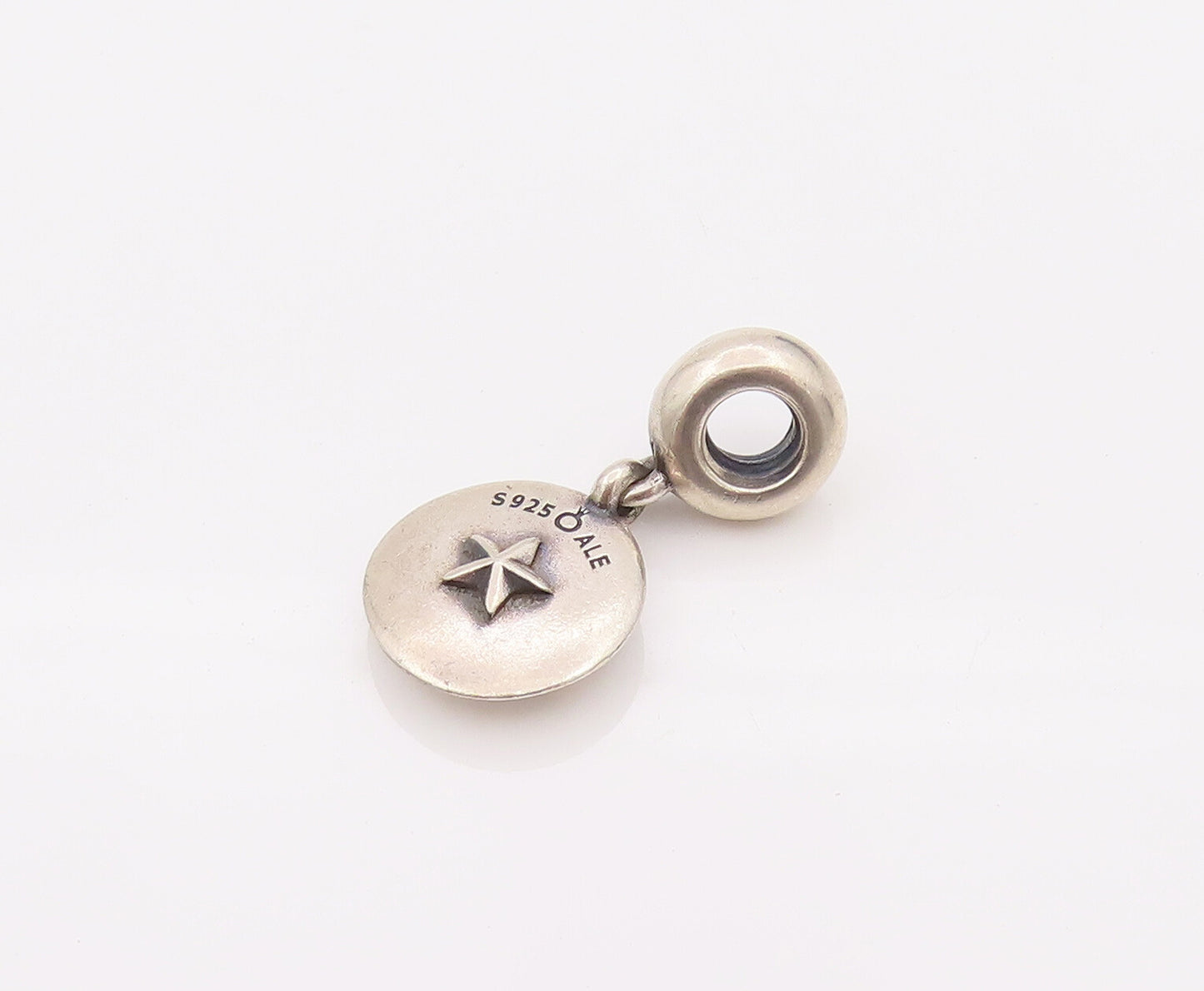 PANDORA 925 Sterling Silver  Vintage Mini Cow Carved Hanging Pendant  PT22124