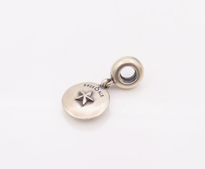 PANDORA 925 Sterling Silver  Vintage Mini Cow Carved Hanging Pendant  PT22124
