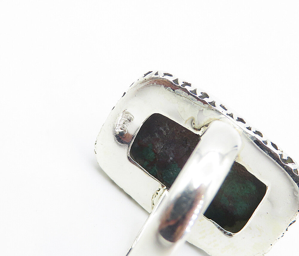 925 Sterling Silver  Cabochon Cut Jasper Square Cocktail Ring Sz 6  RG8525