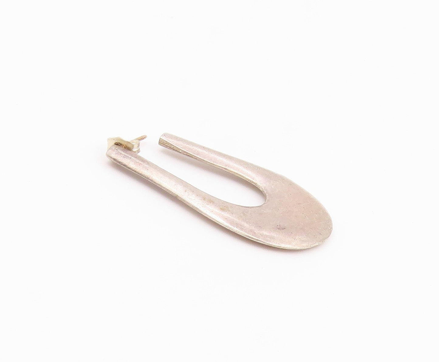 14k Gold & 925 Sterling Silver Vintage Earrings Chunky Tapered Oval Hoop EG14530