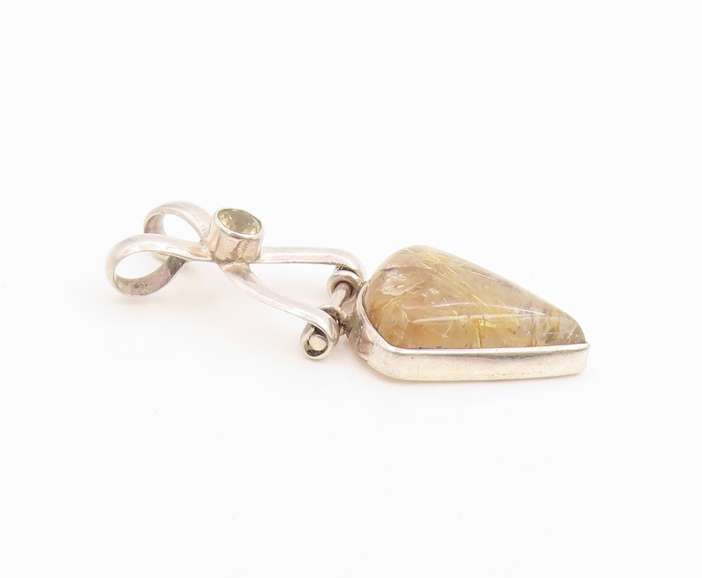 925 Sterling Silver Vintage Pendant Modernist Citrine & Gemstone Charm  PT26247