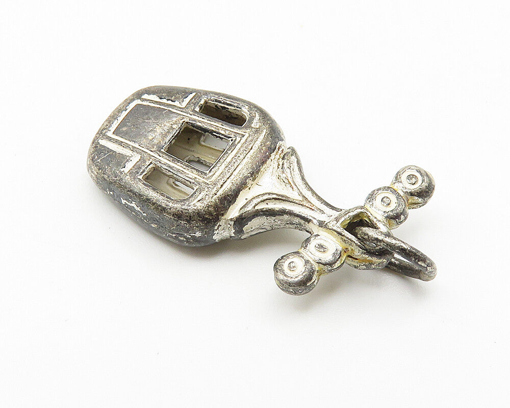 925 Sterling Silver  Vintage Petite Dark Tone Cable Lift Drop Pendant  PT8418