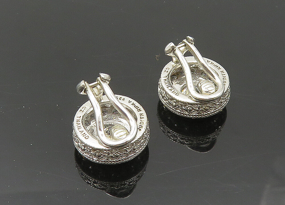 JUDITH RIPKA 925 Silver   Vintage Cubic Zirconia Non Pierce Earrings  EG10206