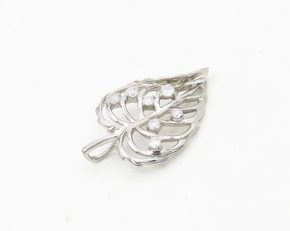 925 Sterling Silver  Cubic Zirconia Love Heart Floral Leaf Pendant  PT14618
