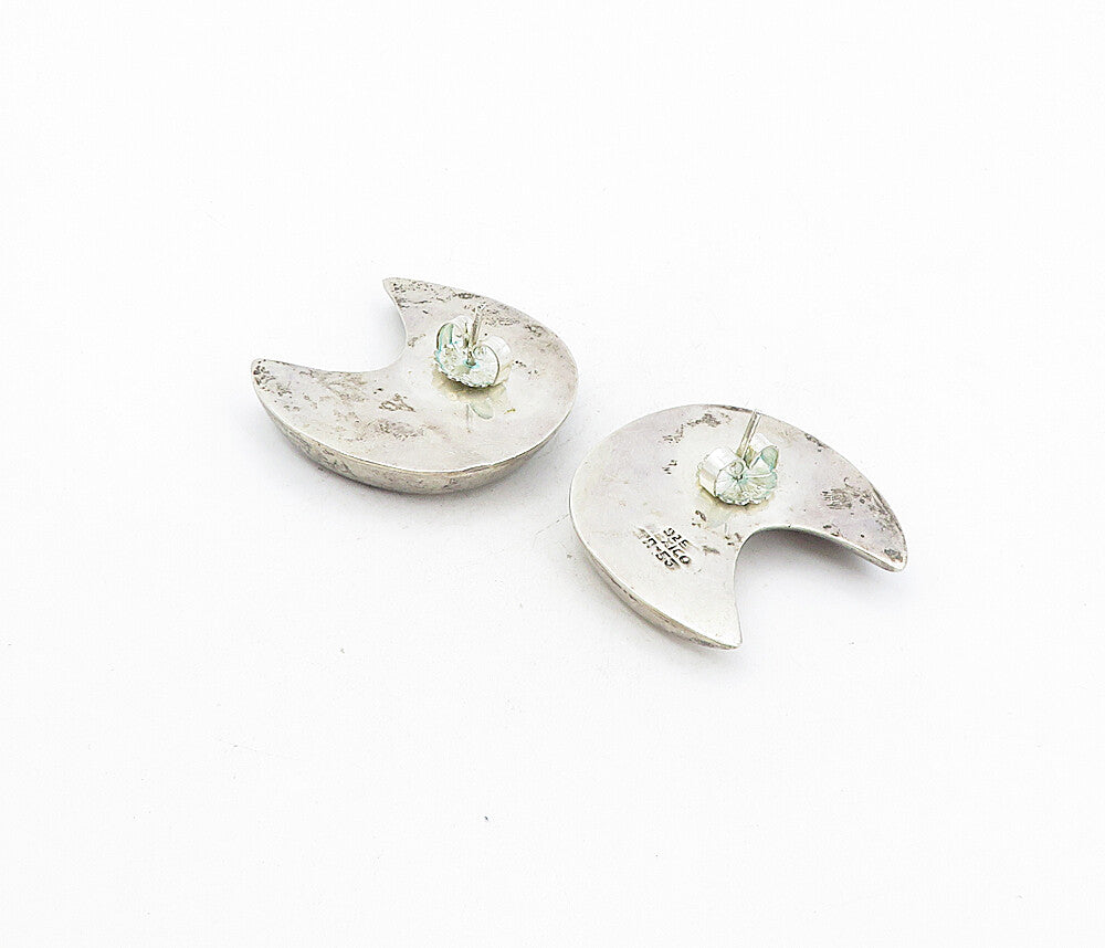MEXICO 925 Sterling Silver  Vintage Hollow Crescent Moon Drop Earrings  EG4022