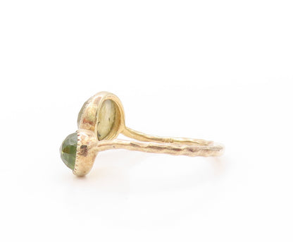 925 Sterling Silver Vintage Ring Gold Plated Round Cut Peridot  Sz 10  RG32916