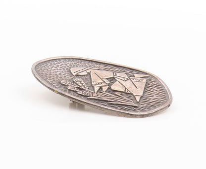 925 Sterling Silver Vintage Brooch ISRAEL Nature Lover Girl Etched  BP11616