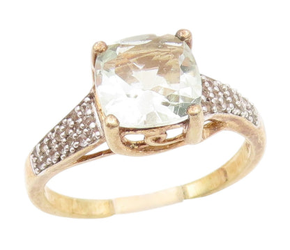 925 Sterling Silver Vintage Ring Gold Plated Elegant Topaz Band  Sz 9  RG34442