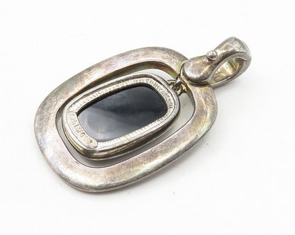 ESPO 925 Sterling Silver  Vintage Faceted Black Hematite Drop Pendant  PT8114