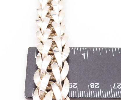 925 Sterling Silver Vintage Bracelet Broad Designer Breaded Band BT11133