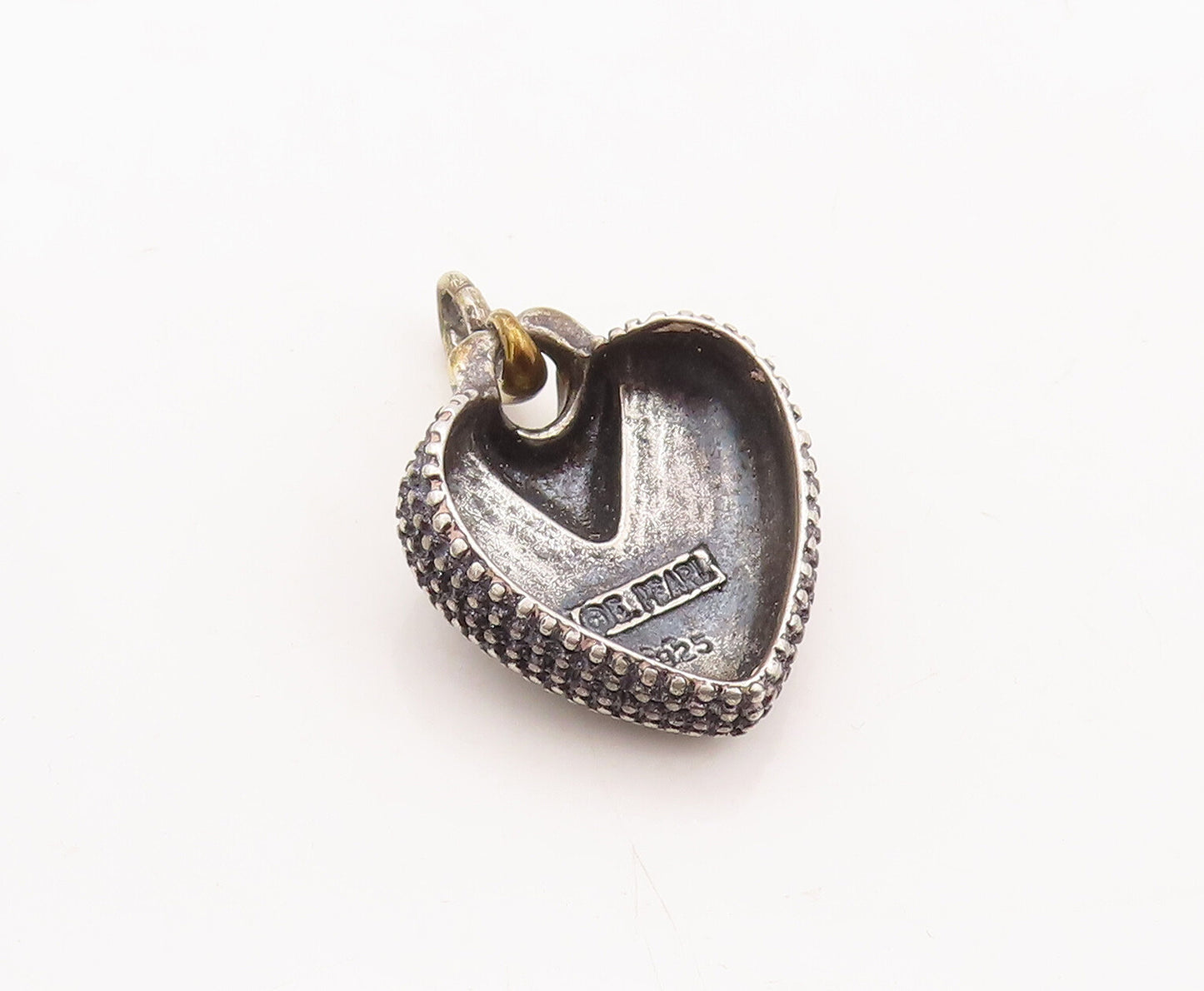 925 Sterling Silver Vintage Pendant ERWIN PEARL Designer Carved Heart  PT23154