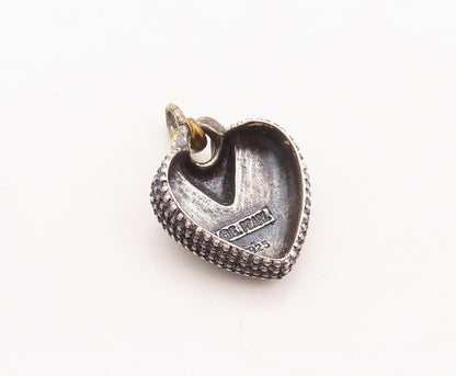 925 Sterling Silver Vintage Pendant ERWIN PEARL Designer Carved Heart  PT23154