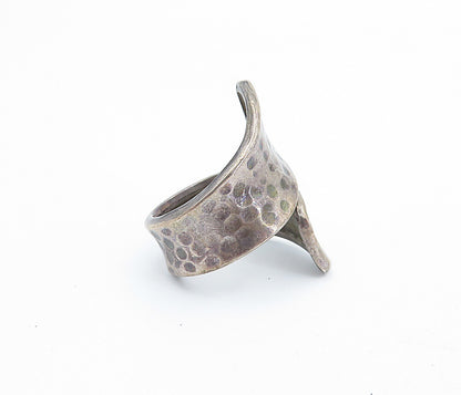 925 Sterling Silver  Vintage Antique Hammered Bypass Band Ring Sz 5.5  RG6697