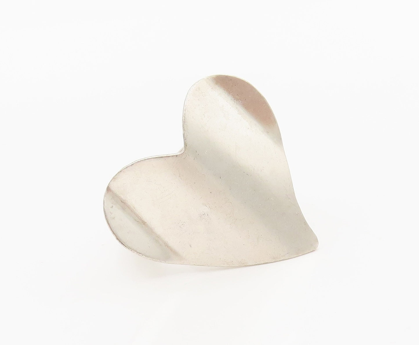 925 Sterling Silver  Vintage Dented Heart Sheet Solid Band Ring Sz 9  RG27364