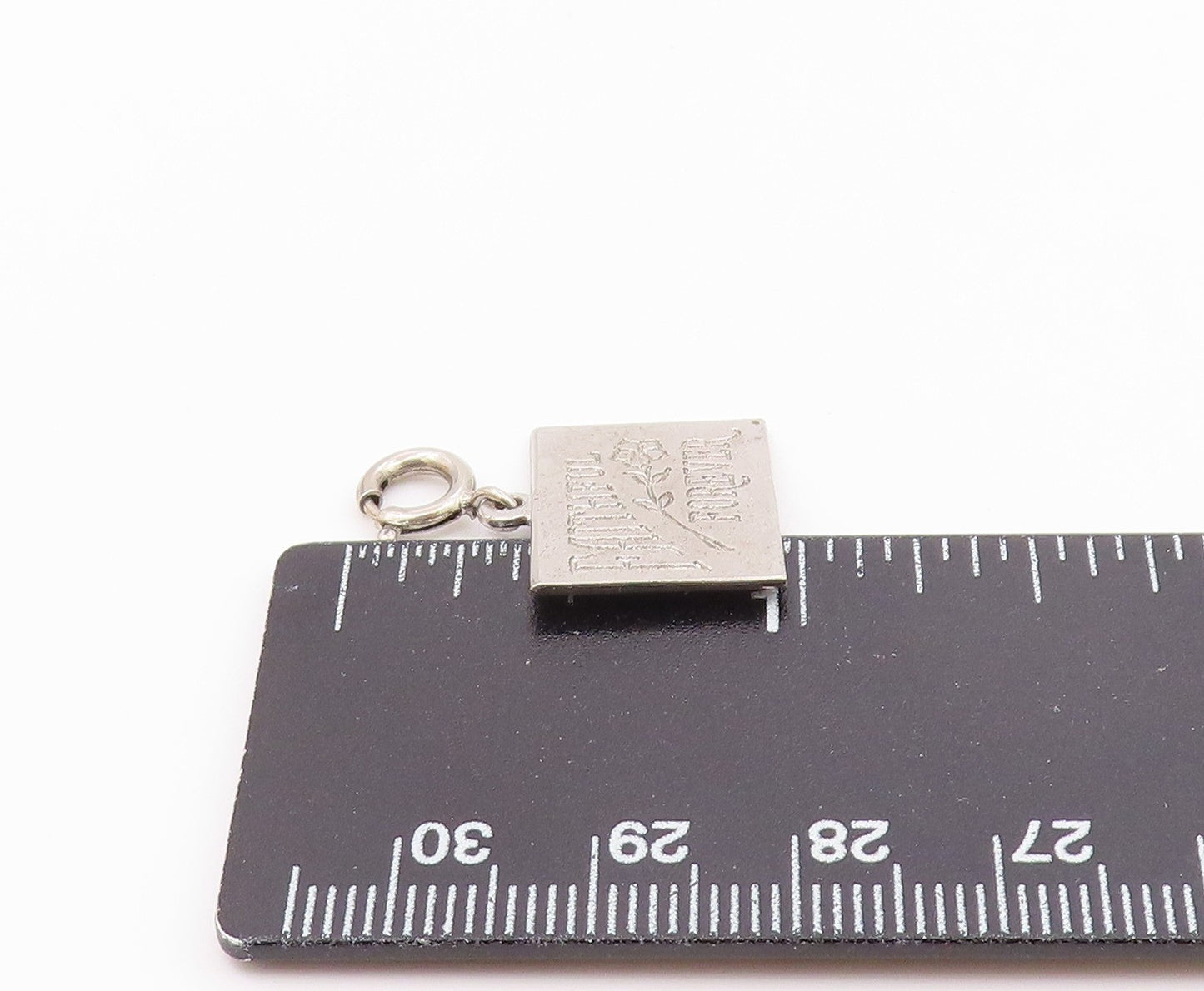 925 Sterling Silver  Vintage Shiny Square Faithful Forever Pendant  PT18882