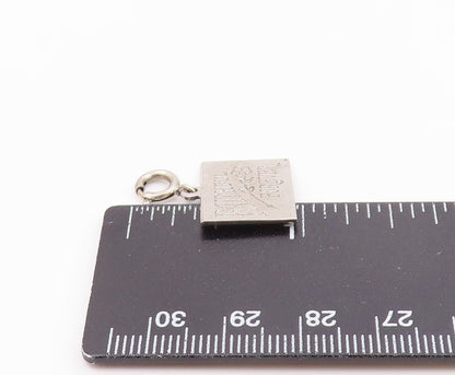 925 Sterling Silver  Vintage Shiny Square Faithful Forever Pendant  PT18882