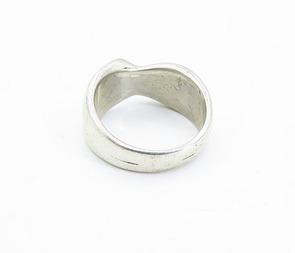 925 Sterling Silver  Vintage Shiny Twist Crossover Band Ring Sz 7.5  RG7100