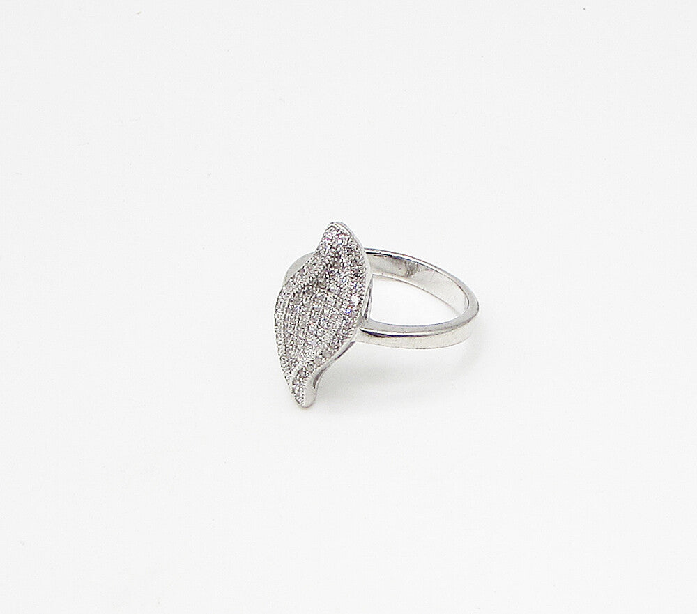 925 Sterling Silver  White Cubic Zirconia Leaf Cluster Ring Sz 8  RG3252