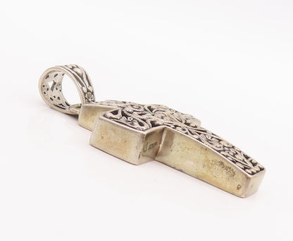 925 Sterling Silver Vintage Pendant CAROLYN POLLACK Swirly Cutout Cross  PT23311