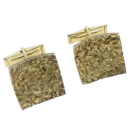 925 Sterling Silver  Vintage Shiny Chiseled Design Square Cufflinks  TR2601