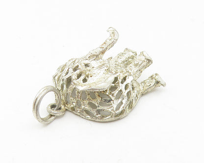 925 Sterling Silver  Vintage Shiny Diamond Cut Elephant Motif Pendant  PT8952