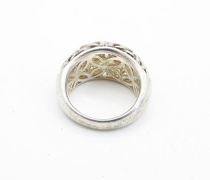 925 Sterling Silver  Vintage Byzantine Link Detail Dome Band Ring Sz 5  RG6894