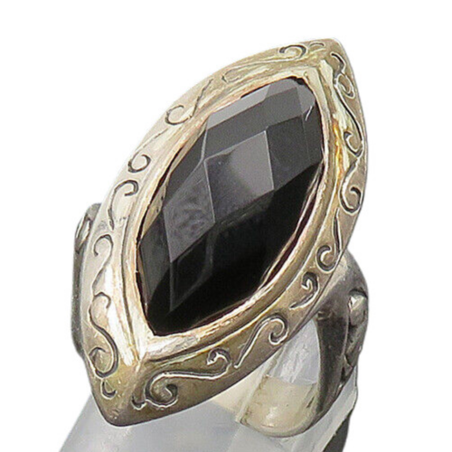 DESIGNER 925 Silver  Vintage Hematite Swirl Cocktail Ring Sz 9.5  RG20079