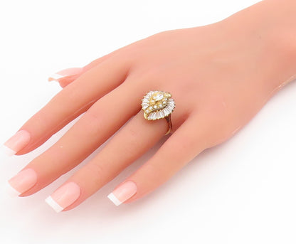 925 Sterling Silver Vintage Ring Gold Plated Marquise Cut CZ Band  Sz 7  RG33828