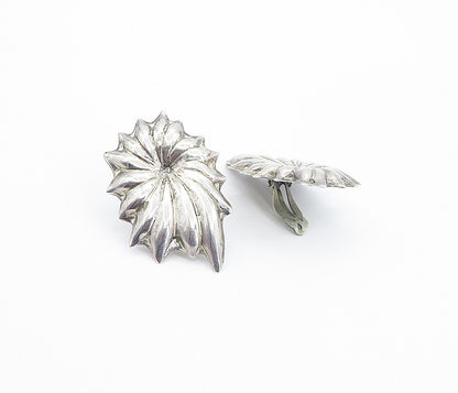 MEXICO 925 Sterling Silver Vintage Modernist Non Pierce Clip On Earrings  EG3331