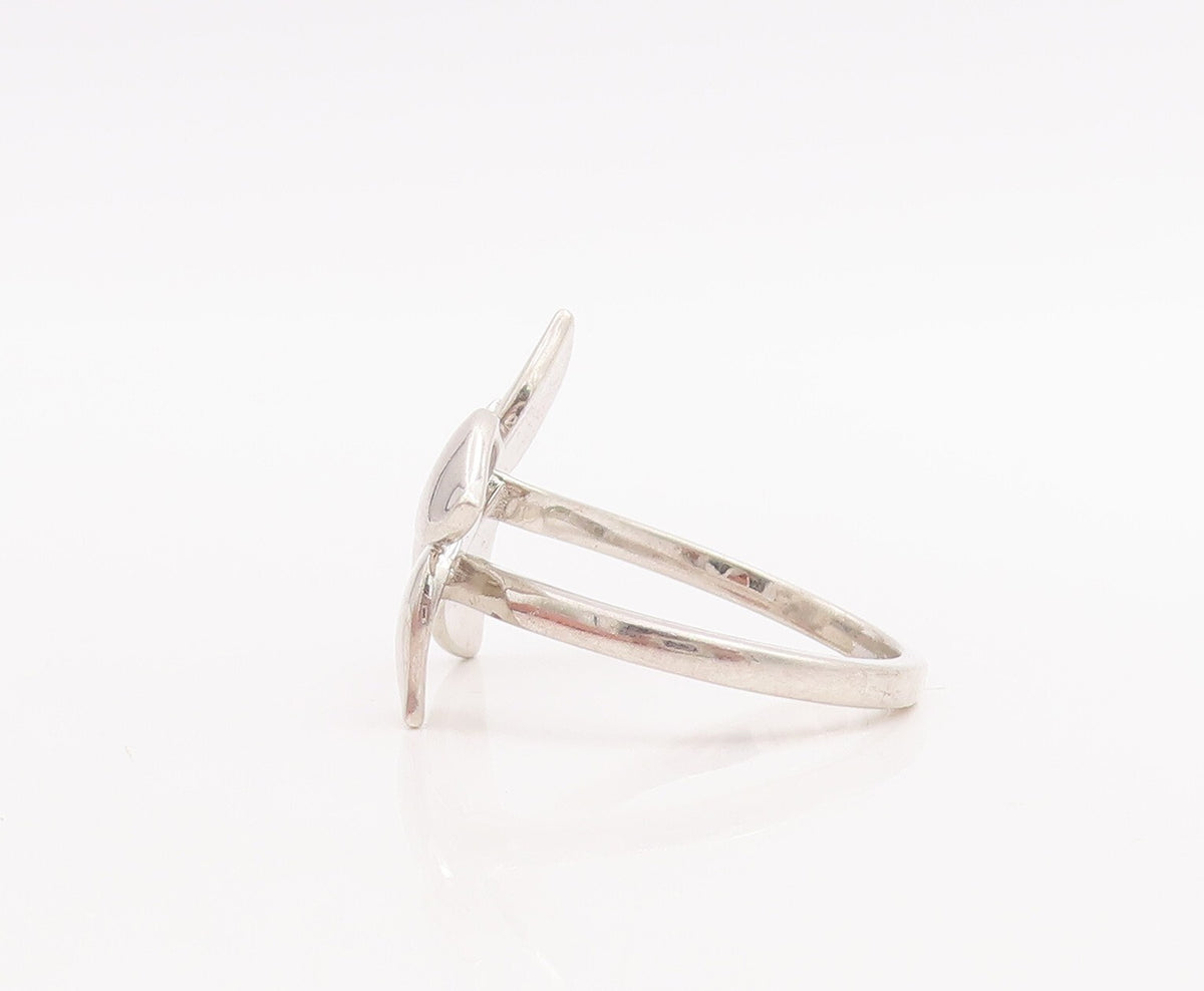 925 Sterling Silver Vintage Ring Solid Falling Leaves Cutout  Sz 8  RG28699