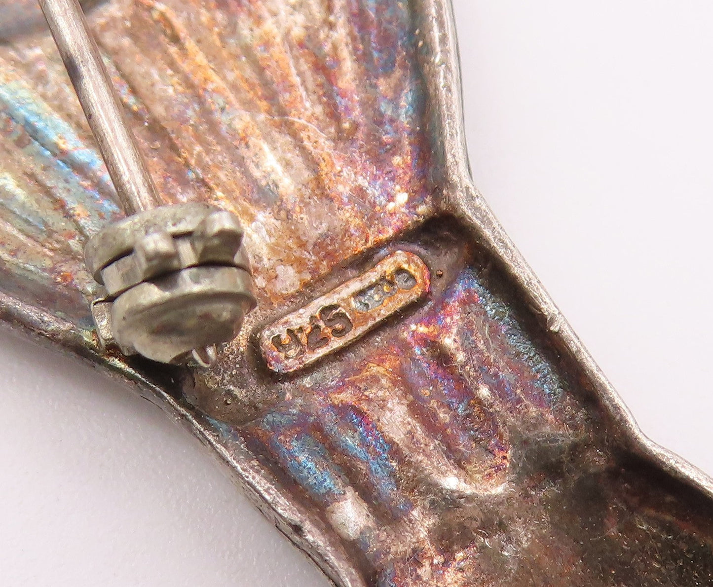 925 Sterling Silver  Vintage Star Ribbed Hot Air Balloon Brooch Pin  BP9486