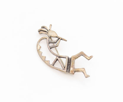 925 Sterling Silver Vintage Brooch Pin SOUTHWESTRN Flute Player Outline  BP12175