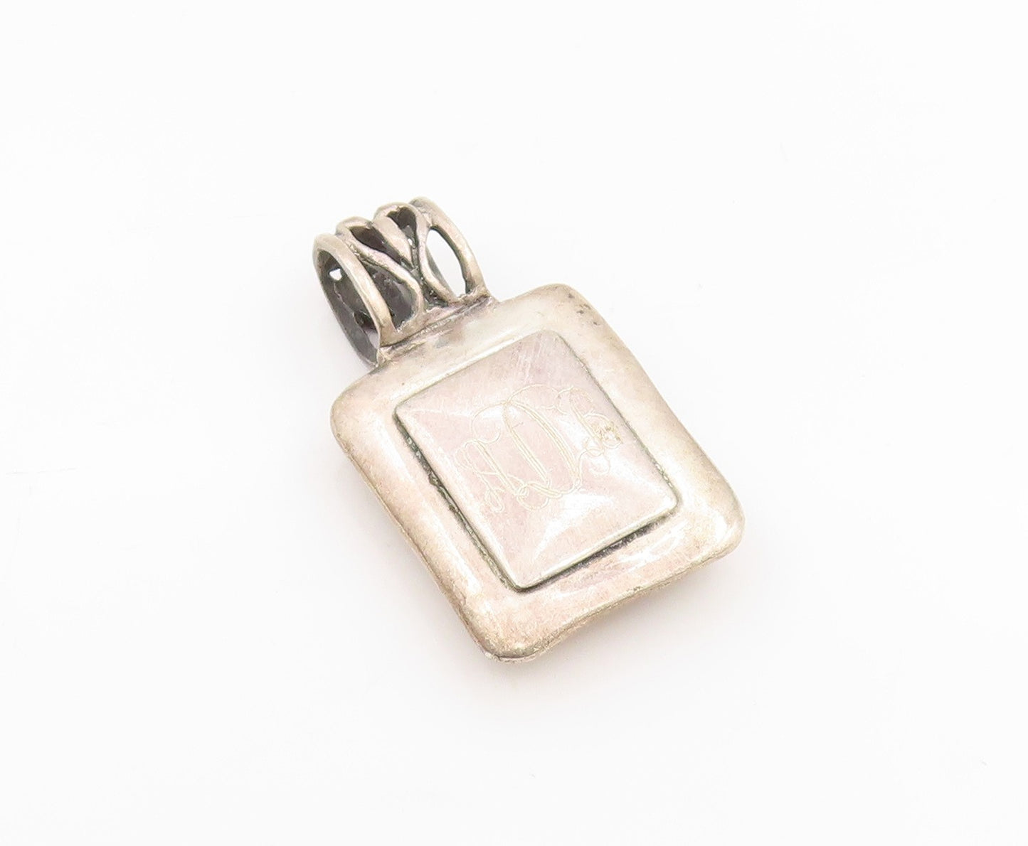 925 Sterling Silver Vintage Pendant Solid Rectangular Scrollwork Locket  PT25472