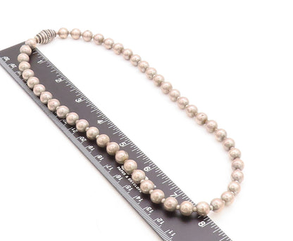 CAROLYN POLLACK 925 Silver  Vintage Dark Tone Smooth Beaded Necklace  NE2195